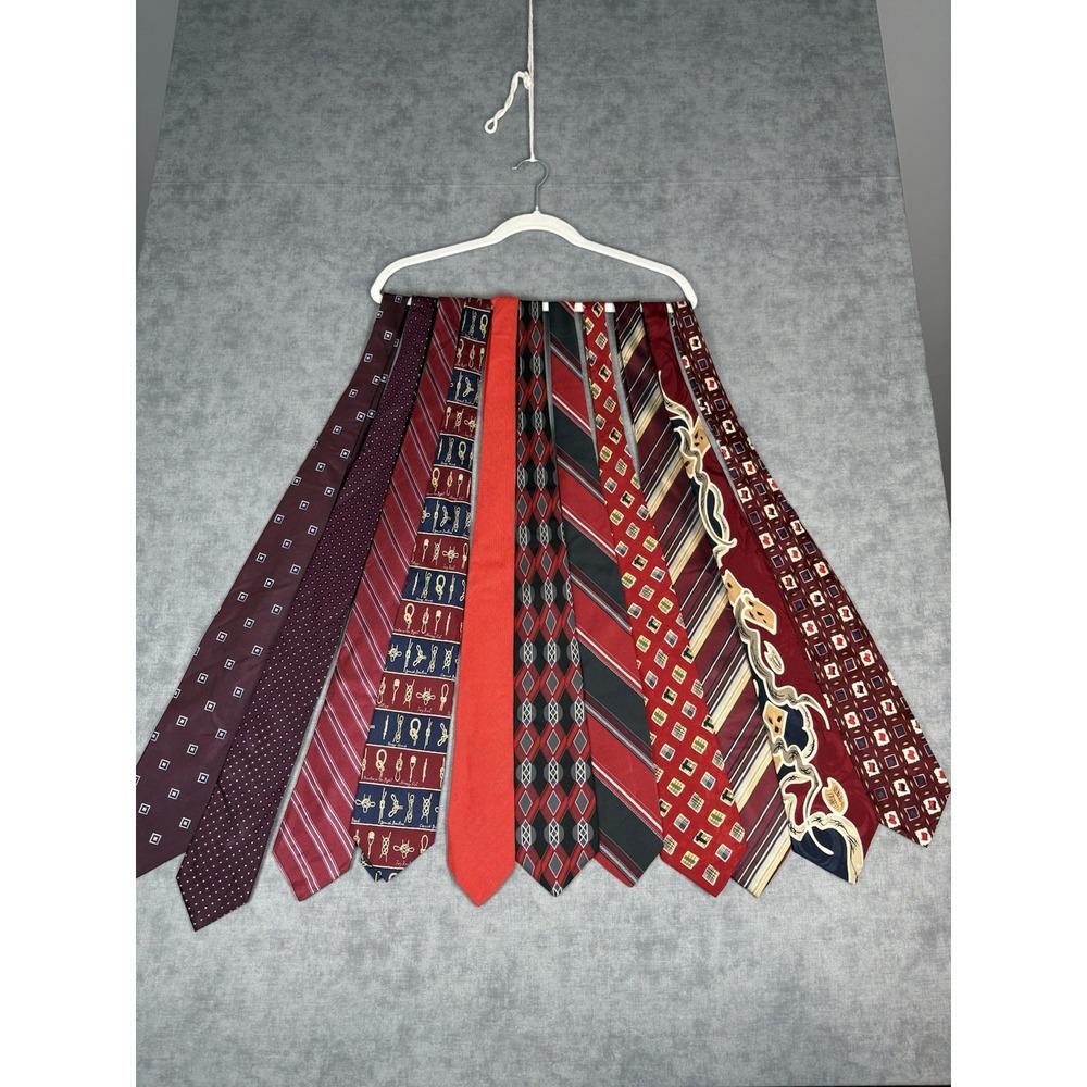 Lot 11 Men's Red Ties Designer Vintage Silk Calvin Klein Ungaro